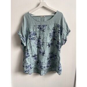 lungo l'arno linen top size 2X 100% linen made in Italy Lagenlook Floral